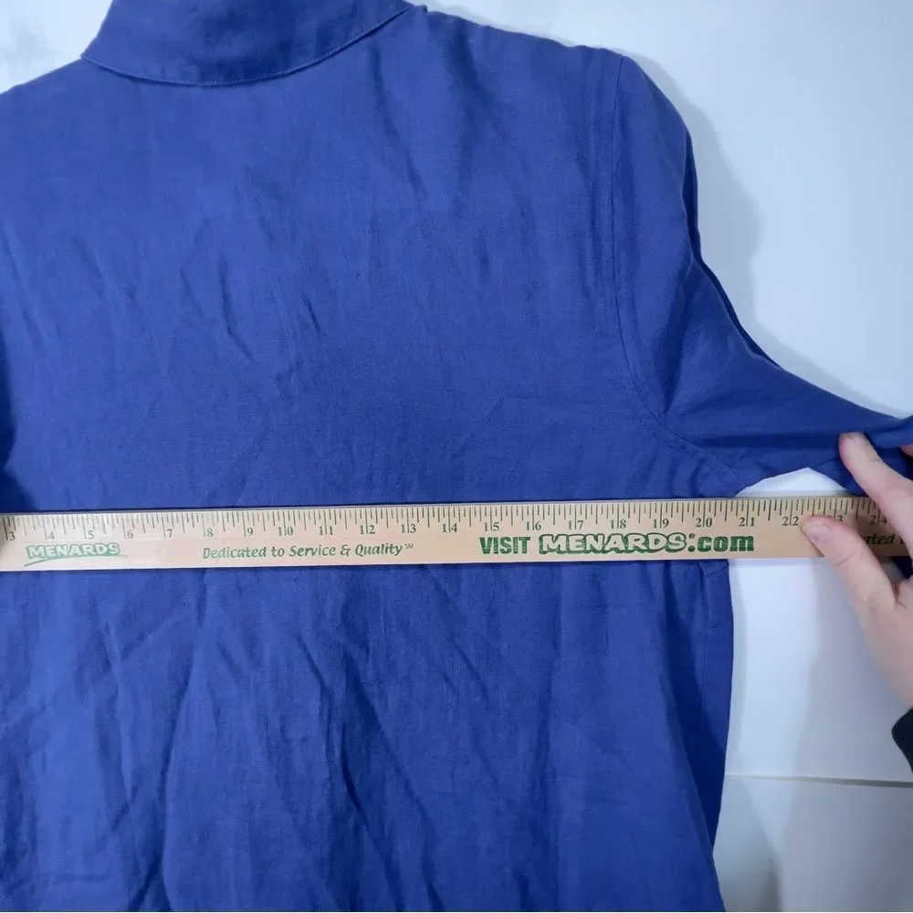 NWT Medium J. JILL Linen Midi Shirt Dress Amalfi Coast Blue - Picture 9 of 10